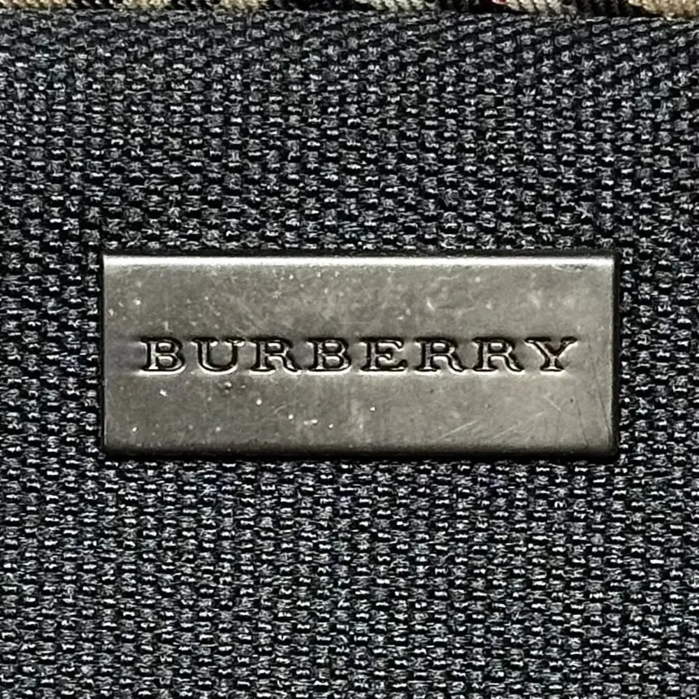 Burberry Black Canvas Zip Cosmetic Pouch with Check Trim